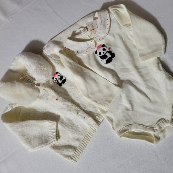 Gymboree Vintage Little Panda NWT 3-6 month sweater & Bodysuit set. Located A23 - Picture 1 of 3